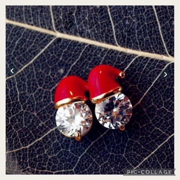 NEW Chic Xmas Red Santa Claus Crystal Post Earrings - Picture 2 of 6